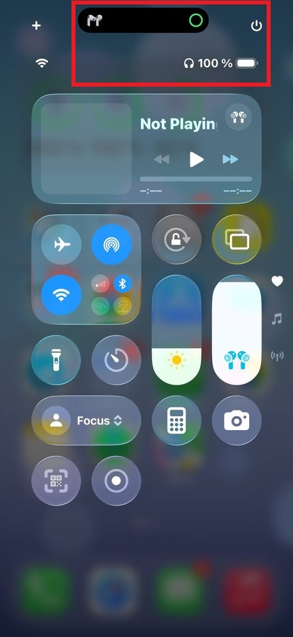 Pojavno okno stanja baterije na iPhone