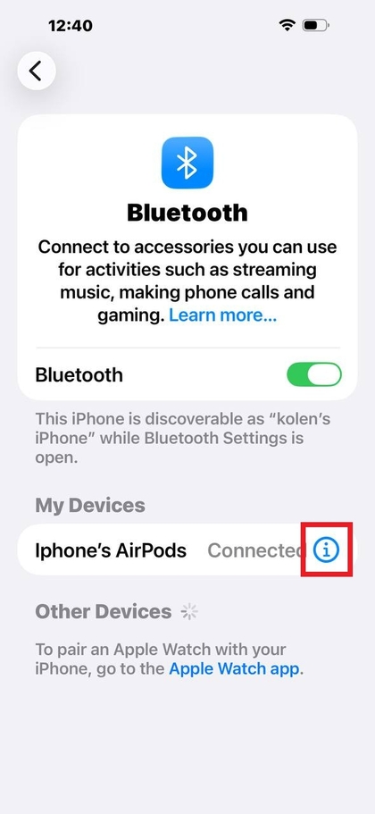 Ikona informacij o Bluetooth