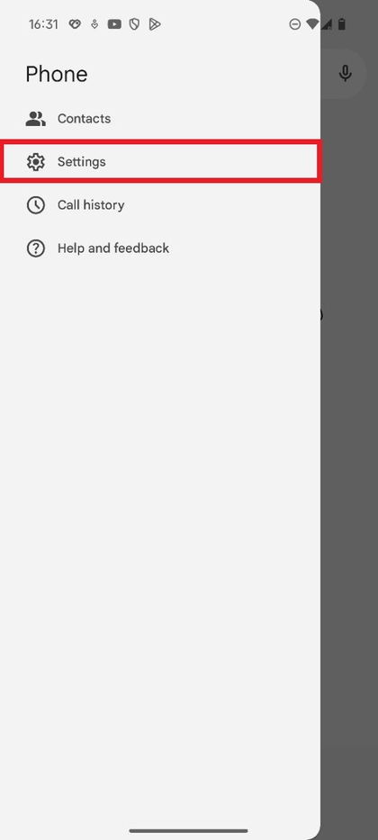 Captura de ecr&atilde; da op&ccedil;&atilde;o de defini&ccedil;&otilde;es dentro do menu.
