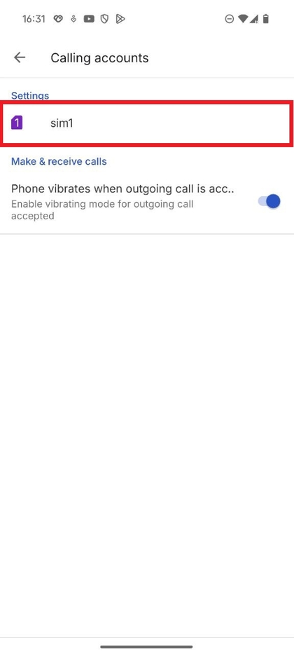 Captura de ecr&atilde; mostrando a sele&ccedil;&atilde;o de um cart&atilde;o SIM da lista.