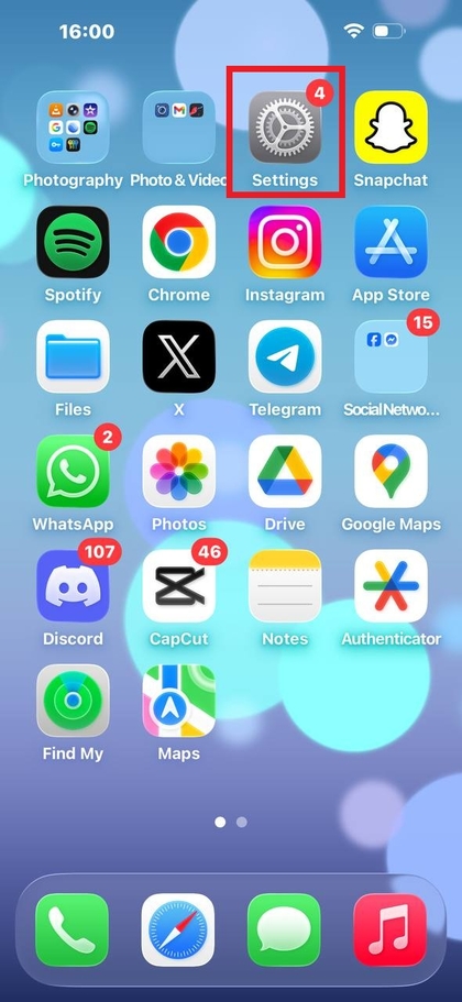 Appen Indstillinger p&aring; iPhone