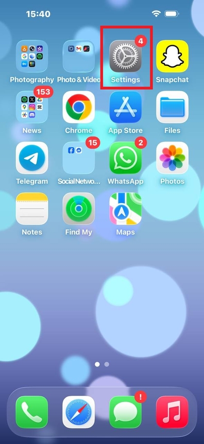 iPhone Indstillinger app ikon