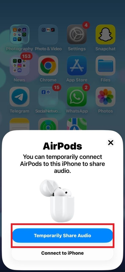 Bot&atilde;o de compartilhamento de &aacute;udio no Apple Music