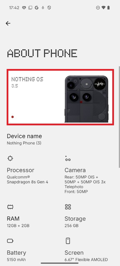 Locating Build Number on Nothing Phone (3)