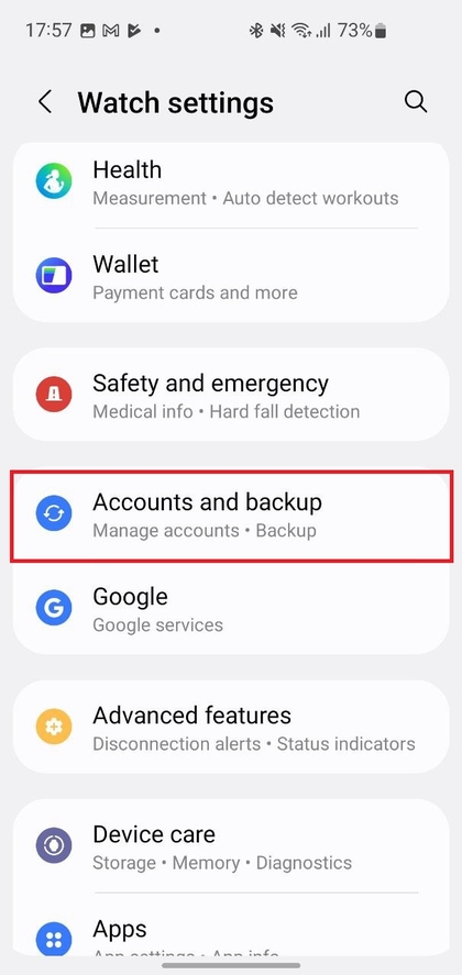 Configura&ccedil;&otilde;es de Contas e Backup