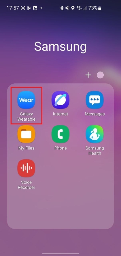 App Galaxy Wearable no Smartphone