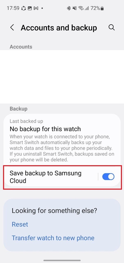 Op&ccedil;&atilde;o de Backup na Samsung Cloud