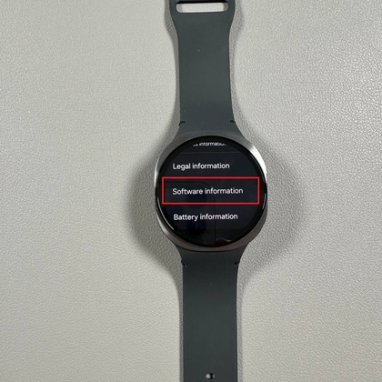 Zaslon s informacijama o softveru na Samsung Galaxy Watch 8 LTE