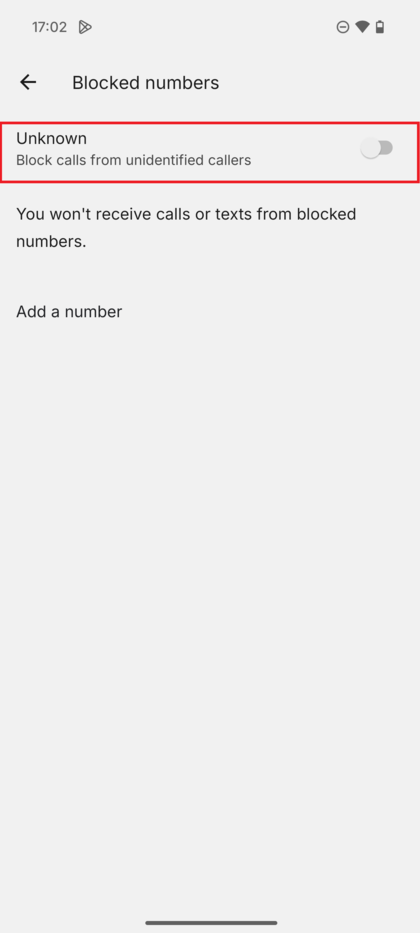 Ekrani i numrave t&euml; bllokuar me &ccedil;el&euml;sin p&euml;r bllokimin e t&euml; panjohurve n&euml; pozicionin OFF.