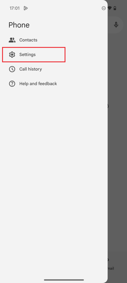 Menuja e aplikacionit t&euml; numratorit q&euml; tregon opsionin Cil&euml;simet.
