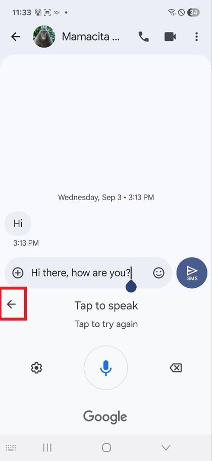 Mshale wa kurudi kwenye kibodi ya kawaida kwenye Samsung Galaxy A17 5G