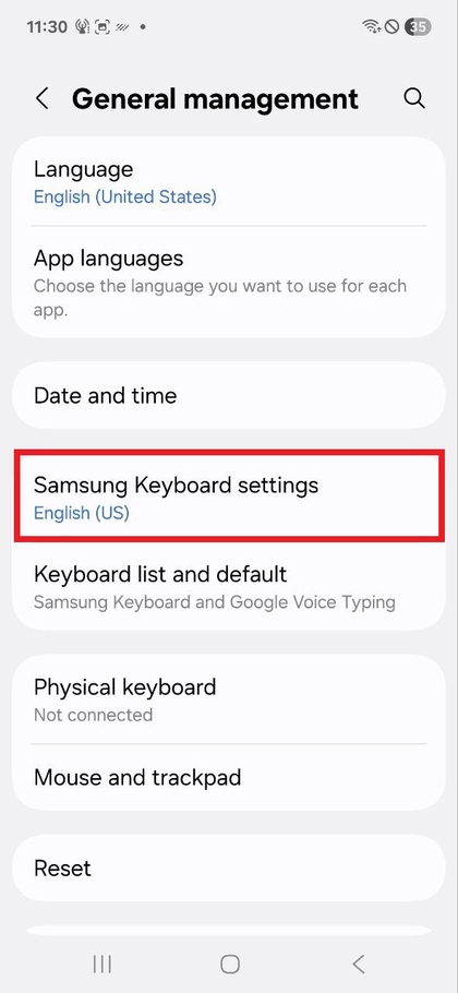 Samsung Galaxy A17 5G ikionyesha njia ya kwenda kwenye mipangilio ya ingizo la sauti