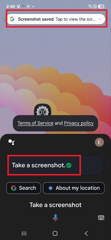 Použitie hlasov&eacute;ho pr&iacute;kazu Google pre sn&iacute;mku obrazovky na Samsung Galaxy A17 5G