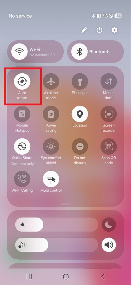 Ikona automatick&eacute;ho ot&aacute;čania na Samsungu Galaxy A17 5G