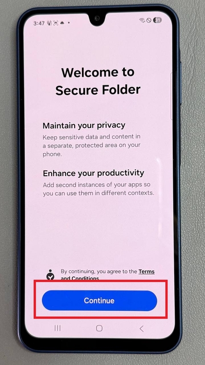 Obrazovka nastavenia zabezpečen&eacute;ho priečinka