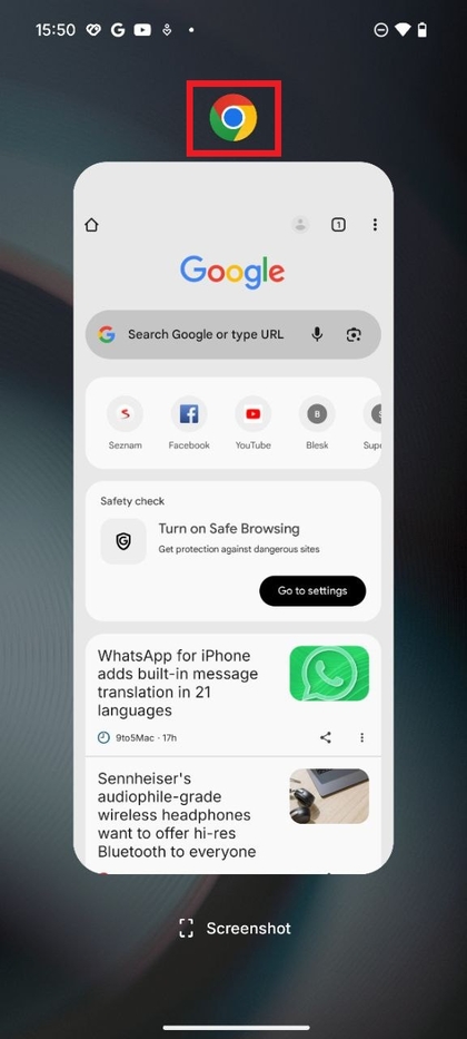 Pantalla de aplicaciones recientes en Nothing Phone 3