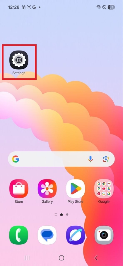 Avaa Asetukset-sovellus Samsung Galaxy A17 5G -puhelimessa