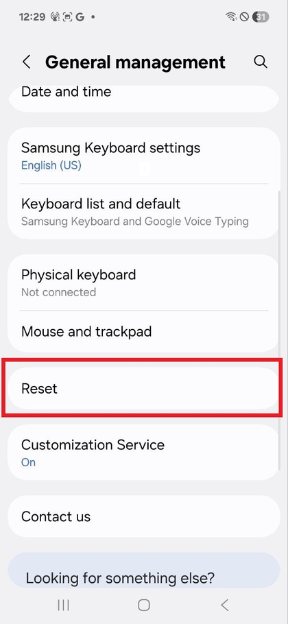 Valitse Palauta-vaihtoehto Samsung Galaxy A17 5G -puhelimessa