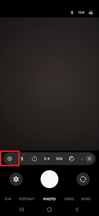 Ikona e ingranazhit p&euml;r cil&euml;simet e kamer&euml;s n&euml; Samsung Galaxy A17 5G