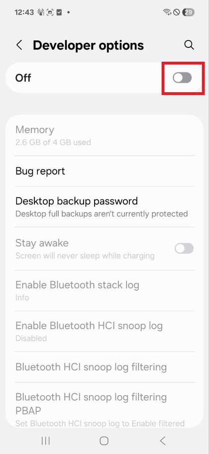 Desactivar las opciones de desarrollador del Samsung Galaxy A17 5G