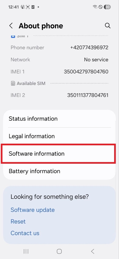 Informaci&oacute;n del software del Samsung Galaxy A17 5G