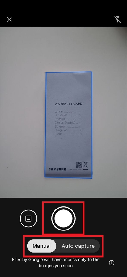 Skeniranje dokumenta z Files by Google