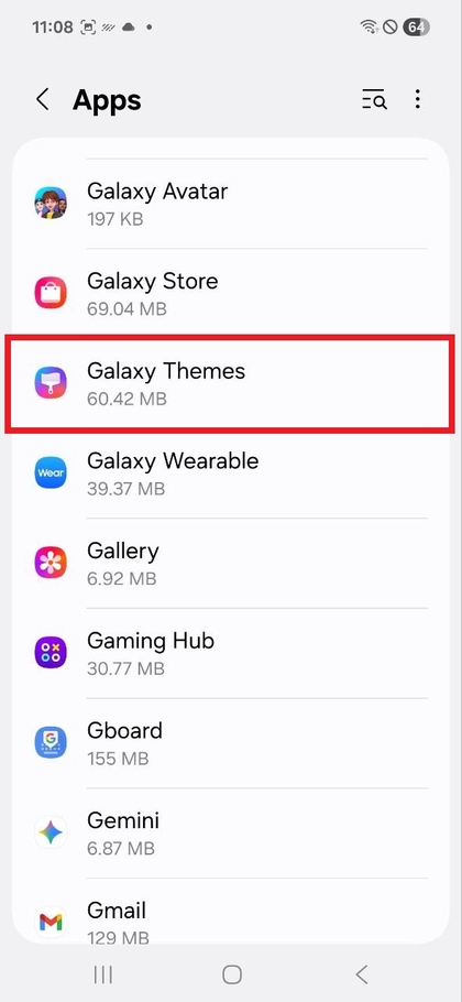 Najděte Galaxy Themes v Aplikac&iacute;ch