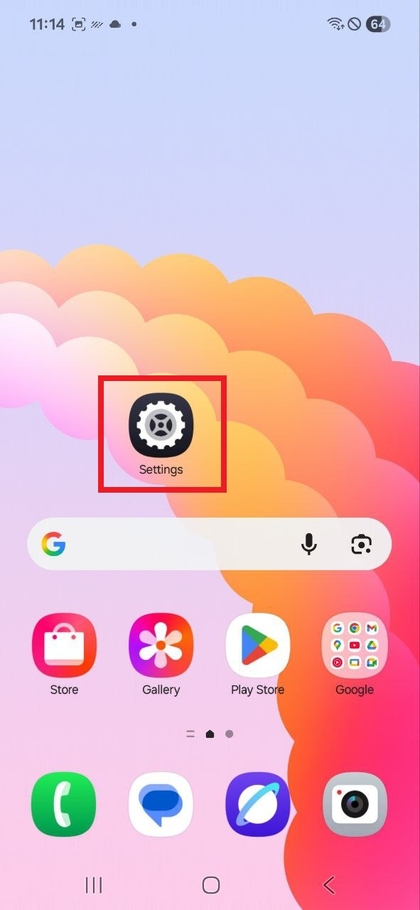 Samsung Galaxy A17 5G n&auml;ytt&auml;&auml; asetuskuvakkeen