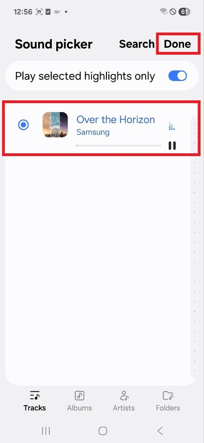 List of audio files for custom ringtone selection