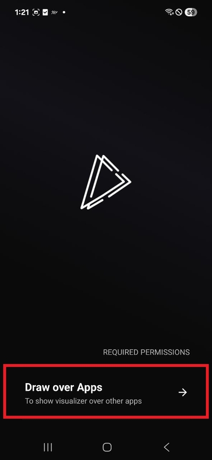 Ecran care arată setarea de permisiune pentru desenarea peste aplicații