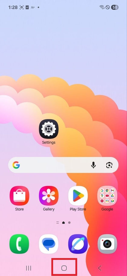 Mygtuko &bdquo;Home&ldquo; (Pagrindinis) paspaudimas ir palaikymas &bdquo;Galaxy A17 5G&ldquo;
