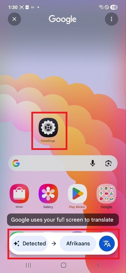 Pasirinkto teksto parinktis &bdquo;Translate&ldquo; (Versti)