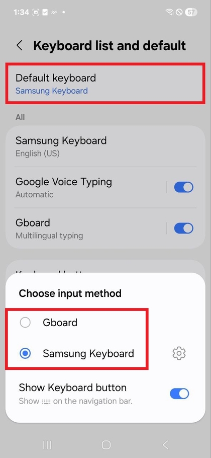 Nastavenie predvolenej kl&aacute;vesnice Samsung Galaxy A17 5G