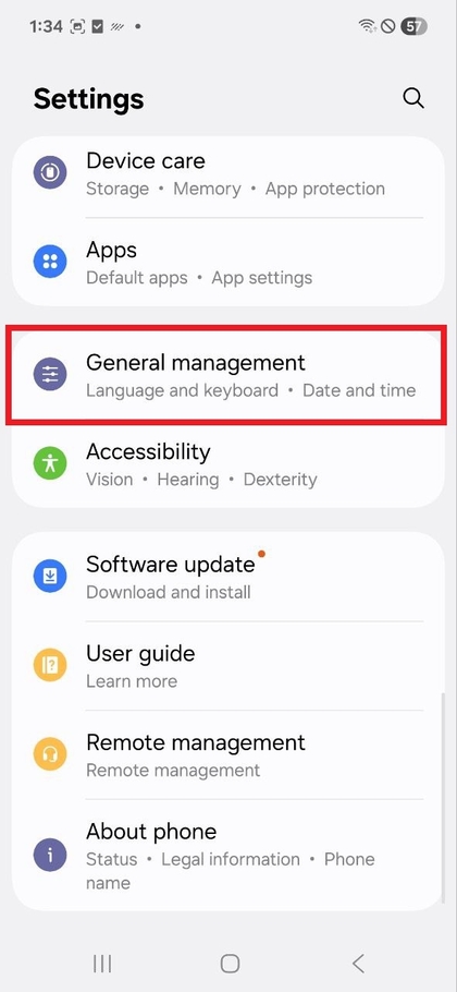 Možnosť v&scaron;eobecnej spr&aacute;vy Samsung Galaxy A17 5G