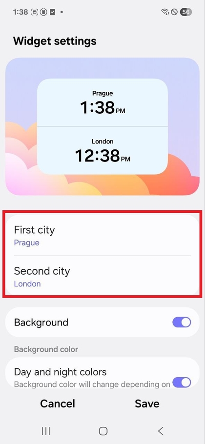 Nastavenia nepriehľadnosti du&aacute;lneho widgetu hod&iacute;n