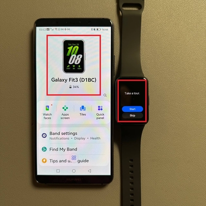 Samsung Galaxy Fit 3 forbundet til Android-telefon