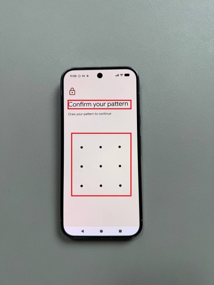 Sk&aelig;rmen, der beder om det nuv&aelig;rende m&oslash;nster.