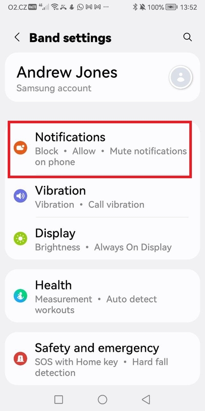 Enable notifications on Samsung Wearable App