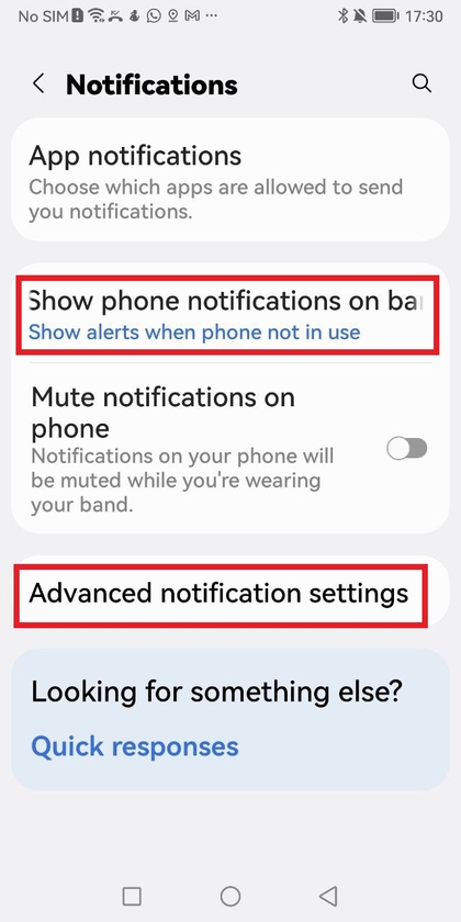 Avancerede notifikationsindstillinger i Galaxy Wearable-appen