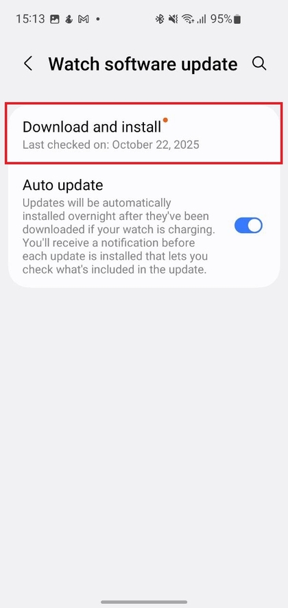 Se verifică dacă există actualizări pe Galaxy Watch 8 LTE