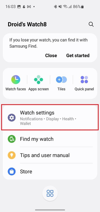 Aplik&aacute;cia Galaxy Wearable