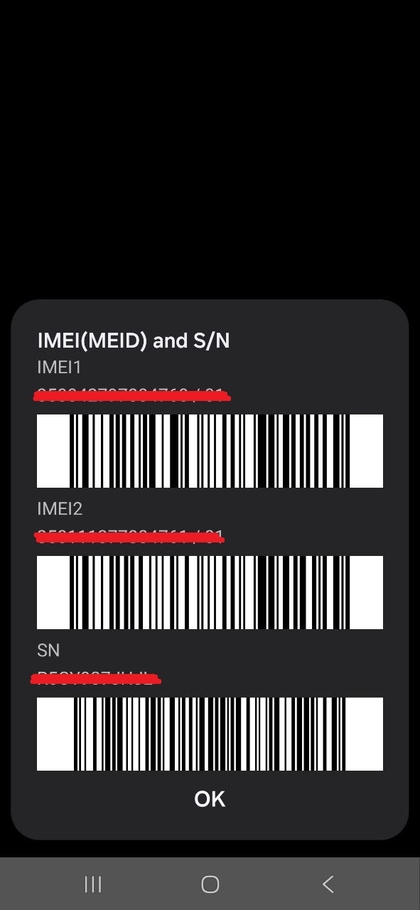 Informaci&oacute;n del IMEI y n&uacute;mero de serie en la configuraci&oacute;n del tel&eacute;fono