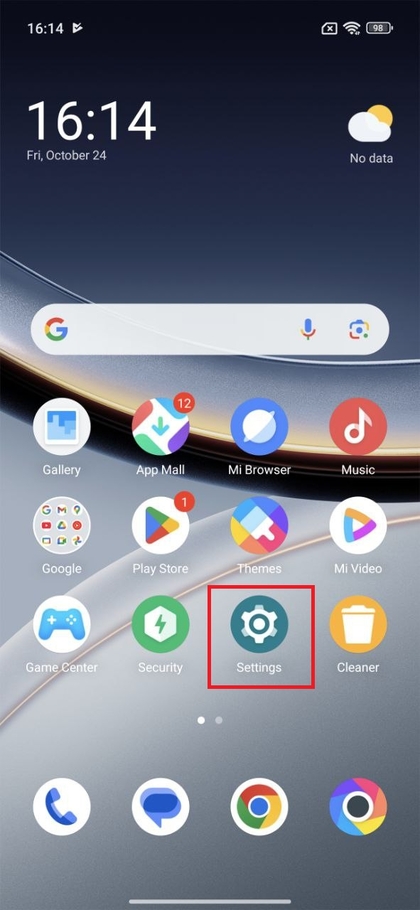 Ouverture de l'application Security sur le POCO F7