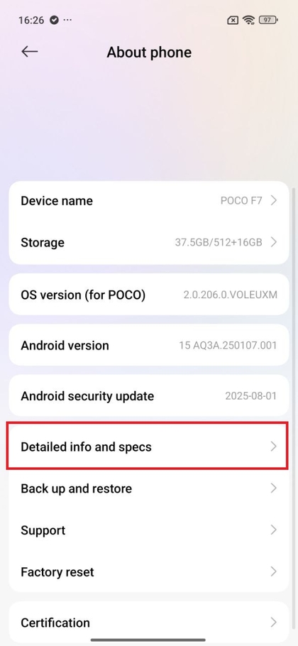I&scaron;sami informacija ir specifikacijos POCO F7
