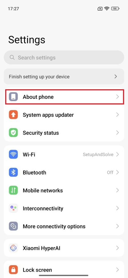 Acessando as Configura&ccedil;&otilde;es no POCO F7