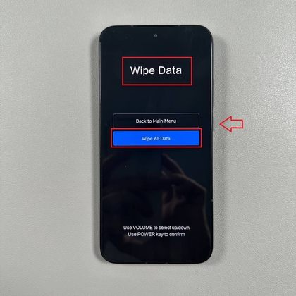 Selecionando Limpar Dados no Modo de Recupera&ccedil;&atilde;o