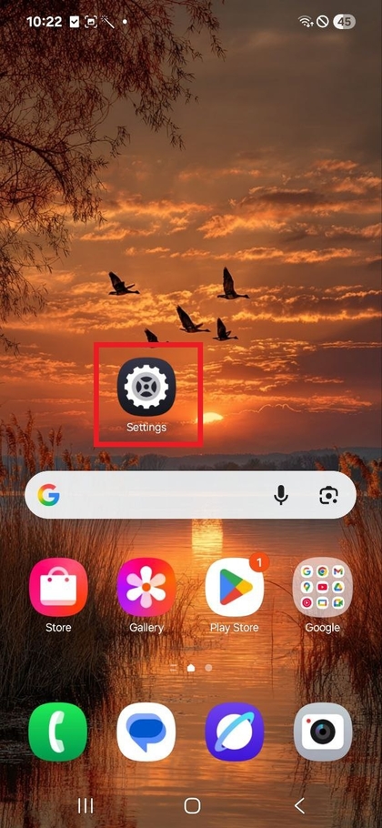 A Be&aacute;ll&iacute;t&aacute;sok alkalmaz&aacute;s megnyit&aacute;sa a Samsung Galaxy A17 5G telefonon