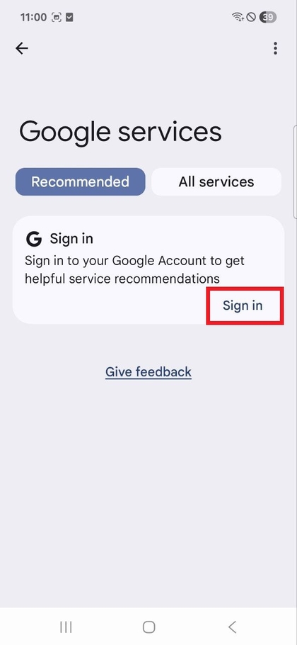Samsung Galaxy A17 che mostra l'opzione gestisci account