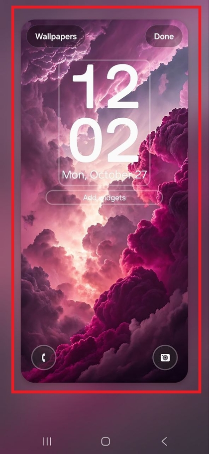 Manteniendo presionado en la pantalla de bloqueo del Samsung Galaxy A17 5G
