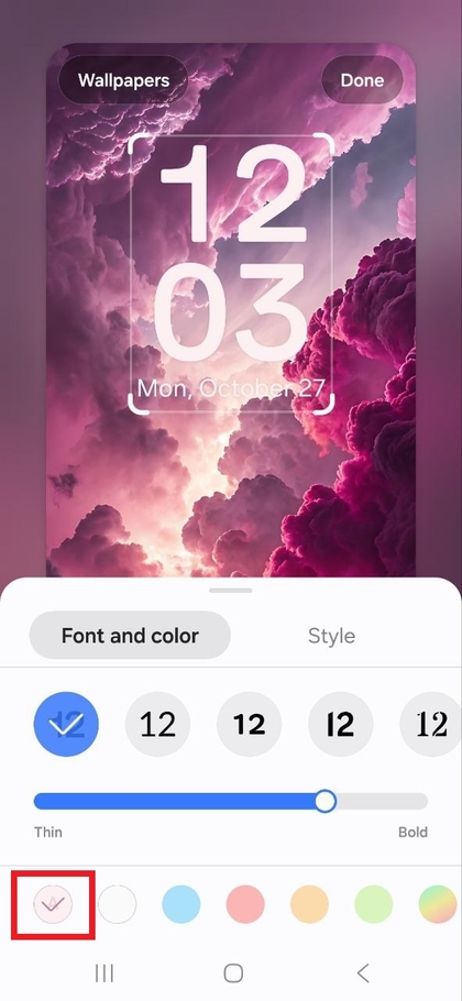 Seleccionando el color adaptativo del fondo de pantalla